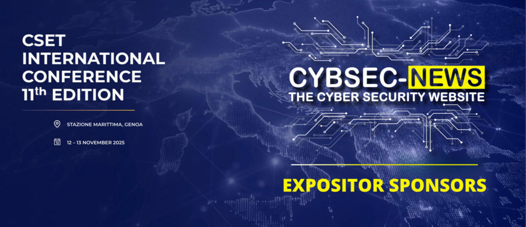 Cybsec-News.it è diventato Exhibitor Sponsor dell'undicesima edizione della CSET International Conference, che si terrà mercoledì 12 e giovedì 13 Novembre presso la Stazione Marittima di Genova.